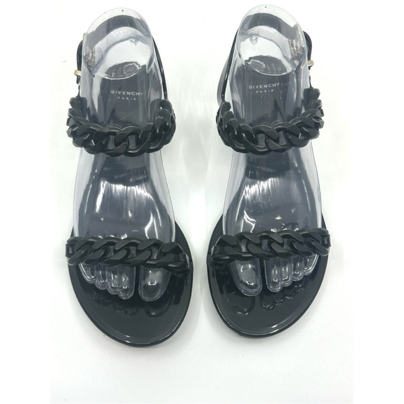 GIVENCHY Rubber Chain Ankle Strap Black Women’s Sandals NEW Size 8 - Picture 3 of 15